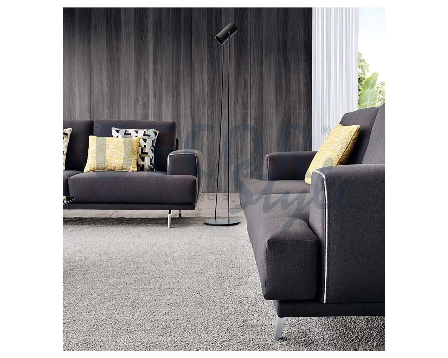 sofá akita de 2 3 lugares simples moderno elegante minimalista de linhas direitas com pés metálicos