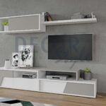 sala de estar moderna simples em cinza em branco elegante com arrumação