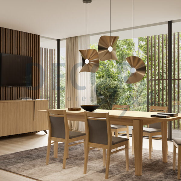 sala de jantar curve elegante moderna simples em madeira carvalho natural minimal