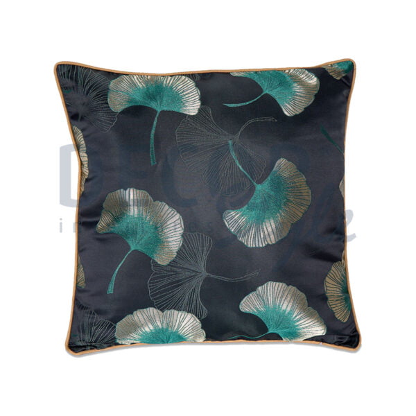 almofada decorativa flor de loto em azul escuro e verde mdoerna e elegante com padrão