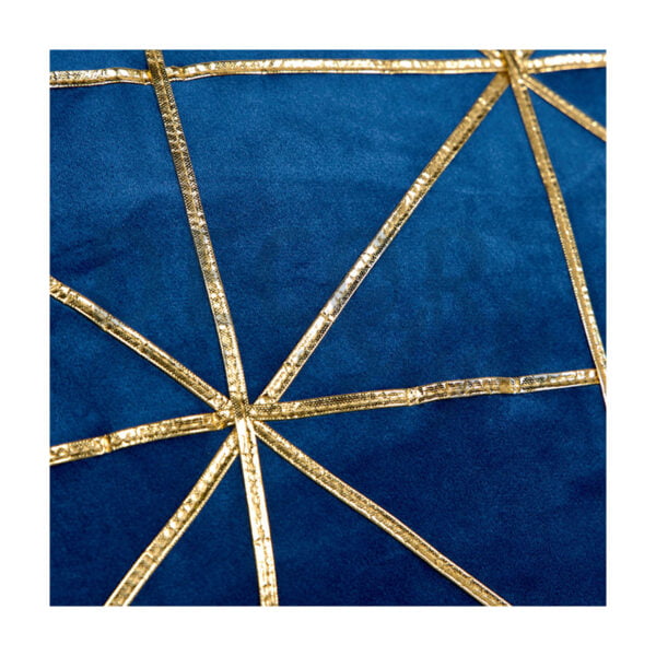 almofada decorativa geométrica azul e dourado triangulos