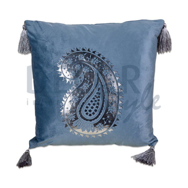 almofada decorativa elegante azul com brilho cinzento cachemir