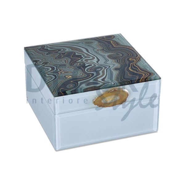 caixa mineral decorativa elegante moderno azul cinzento oceano
