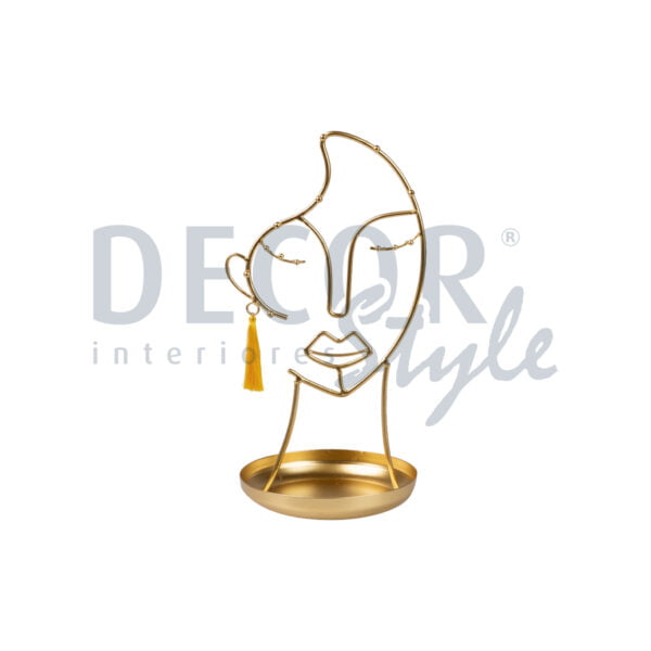 suporte para joias, metal dourado design abstrato rosto de mulher moderno elegante minimalista presente organização decoração