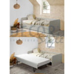Cama nido Cama com cama auxiliar Cama com gavetão Cama otimizada Cama funcional Cama versátil Cama moderna Cama elegante Cama clean Cama minimalista Cama em estilo nórdico Cama com design linear Cama com linhas retas Cama com pés palito Cama com estrado de ripas beliche dupla cama